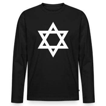 Emblème géométrique de l’étoile de David - T-shirt manches longues Premium bio Homme - noir - Devant - Nico (187cm)