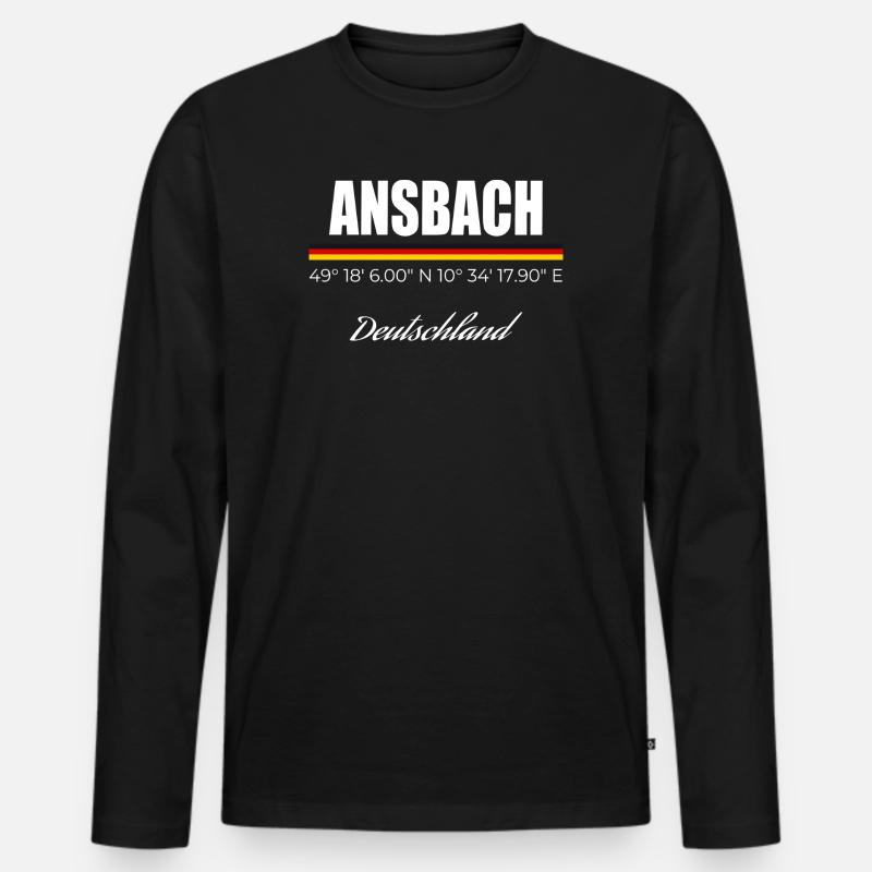 Ansbach - Männer Premium Bio Langarmshirt - Schwarz