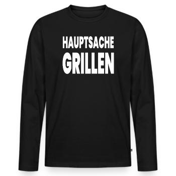 Griller - T-shirt manches longues Premium bio Homme - noir - Devant - Nico (187cm)