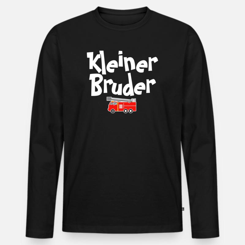 Kleiner Bruder Feuerwehrheld - Männer Premium Bio Langarmshirt - Schwarz