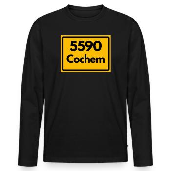 ALTE POSTLEITZAHL PLZ RETRO 5590 COCHEM - Männer Premium Bio Langarmshirt - Schwarz - Vorne - Nico (187cm)