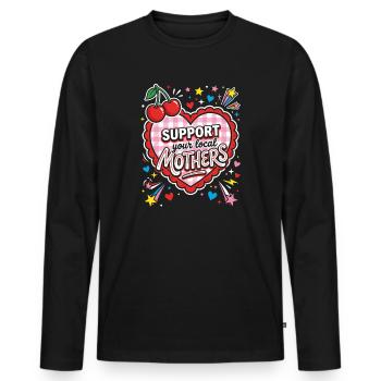 Support local mothers - Men's Premium Organic Long Sleeve Shirt - black - Front - Nico (187cm)