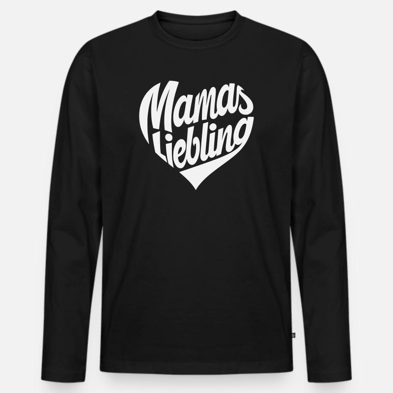 Mamas Liebling Herzdesign - Männer Premium Bio Langarmshirt - Schwarz