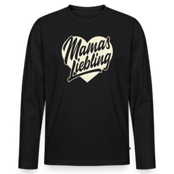 Mamas Liebling Herz Schrift - Männer Premium Bio Langarmshirt - Schwarz - Vorne - Nico (187cm)