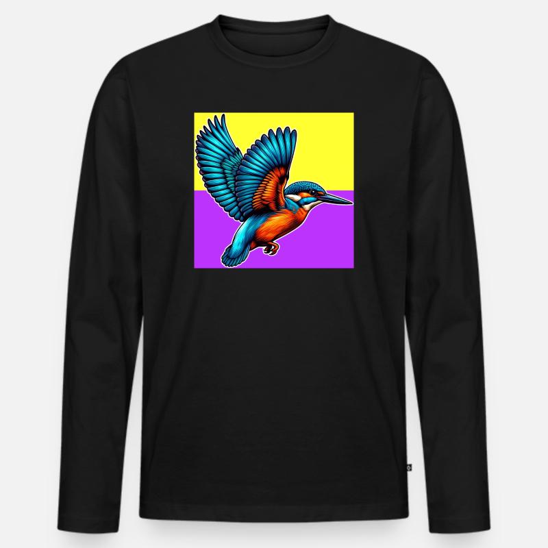 Eisvogel - Männer Premium Bio Langarmshirt - Schwarz