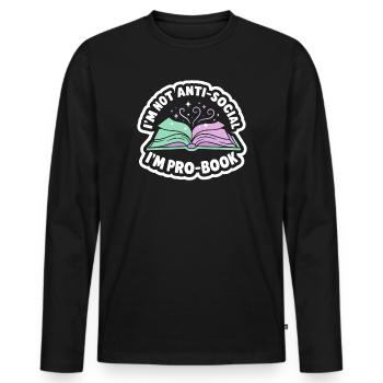 Bücherwurm Spruch - Süßes Leser Geschenk - Männer Premium Bio Langarmshirt - Schwarz - Vorne - Nico (187cm)