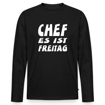 Chef - Männer Premium Bio Langarmshirt - Schwarz - Vorne - Nico (187cm)