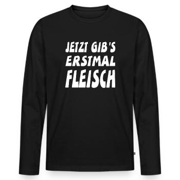 Fleisch - Männer Premium Bio Langarmshirt - Schwarz - Vorne - Nico (187cm)