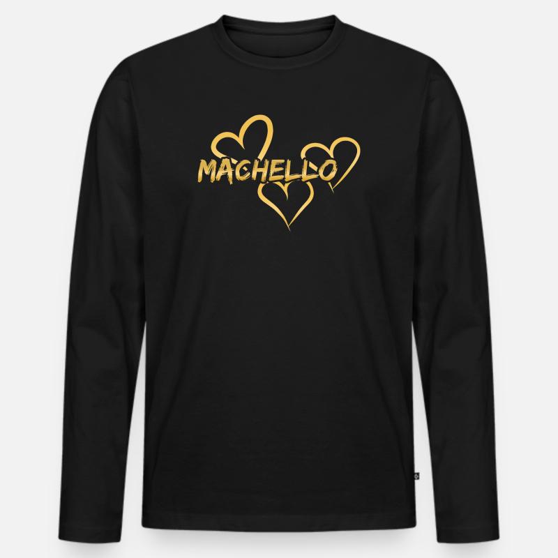 Machello - Männer Premium Bio Langarmshirt - Schwarz
