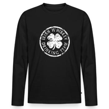 Shamrock Whiskey Tea Graphic - Men's Premium Organic Long Sleeve Shirt - black - Front - Nico (187cm)