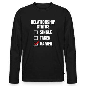 Statut relationnel : Joueur - T-shirt manches longues Premium bio Homme - noir - Devant - Nico (187cm)