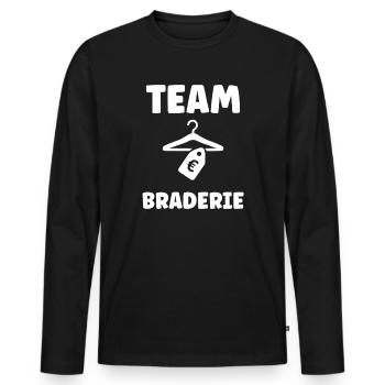Team Braderie Vetements - T-shirt manches longues Premium bio Homme - noir - Devant - Nico (187cm)