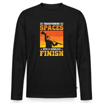 Constructeur de plaques de plâtre Installateur de plaques de plâtre - T-shirt manches longues Premium bio Homme - noir - Devant - Nico (187cm)