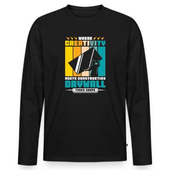 Constructeur de plaques de plâtre Installateur de plaques de plâtre - T-shirt manches longues Premium bio Homme - noir - Devant - Nico (187cm)