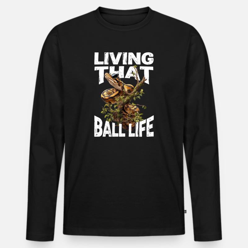 Königspython Schlangen Liebhaber Terrarium Python - Männer Premium Bio Langarmshirt - Schwarz