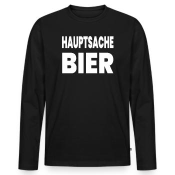 Bier - Männer Premium Bio Langarmshirt - Schwarz - Vorne - Nico (187cm)