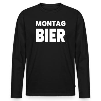 Bier - Männer Premium Bio Langarmshirt - Schwarz - Vorne - Nico (187cm)