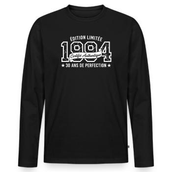 Édition Limitée 1984 Certifiée - T-shirt manches longues Premium bio Homme - noir - Devant - Nico (187cm)