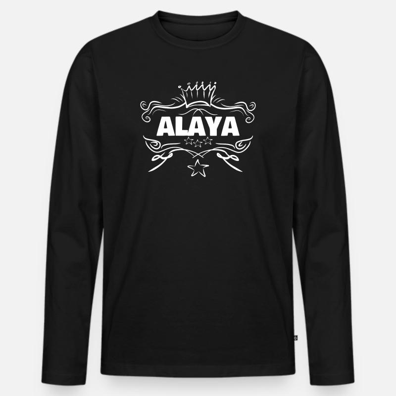 Frau Alaya - Männer Premium Bio Langarmshirt - Schwarz