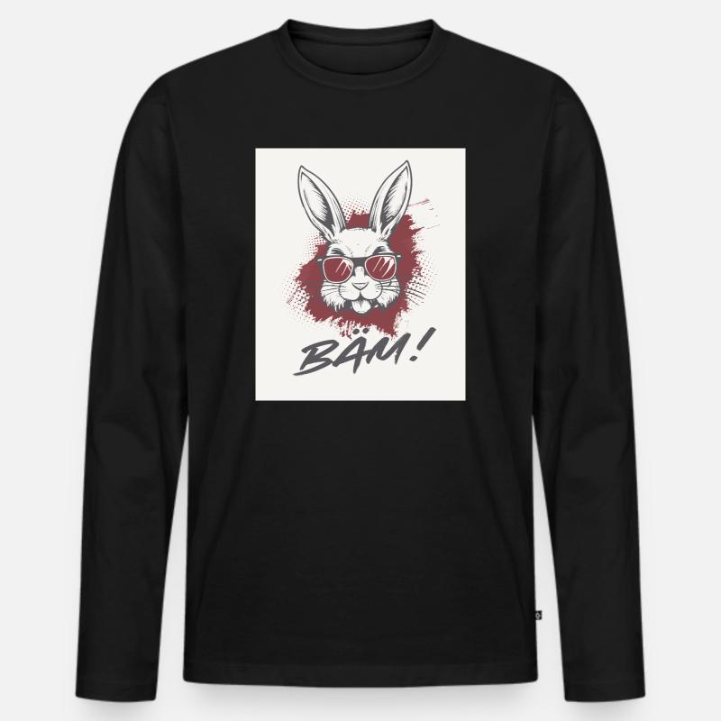 Hase mit Sonnenbrille  - Männer Premium Bio Langarmshirt - Schwarz