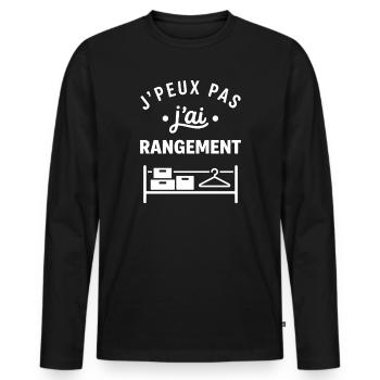 J'peux pas j'ai rangement - T-shirt manches longues Premium bio Homme - noir - Devant - Nico (187cm)