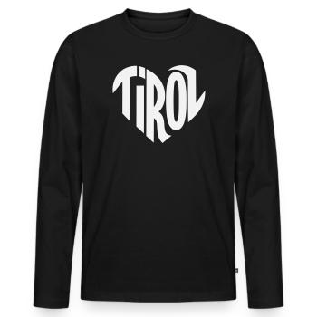 Typographie du cœur du Tirol - T-shirt manches longues Premium bio Homme - noir - Devant - Nico (187cm)