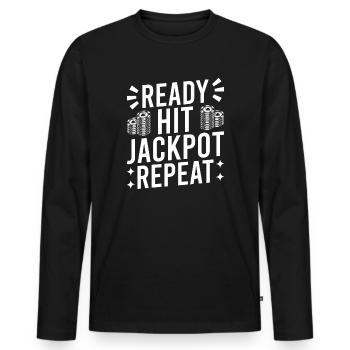 Casino Gambler Ready Hit Jackpot Repeat Gambling - Männer Premium Bio Langarmshirt - Schwarz - Vorne - Nico (187cm)