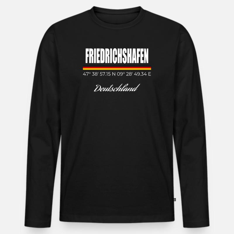 Friedrichshafen - Männer Premium Bio Langarmshirt - Schwarz
