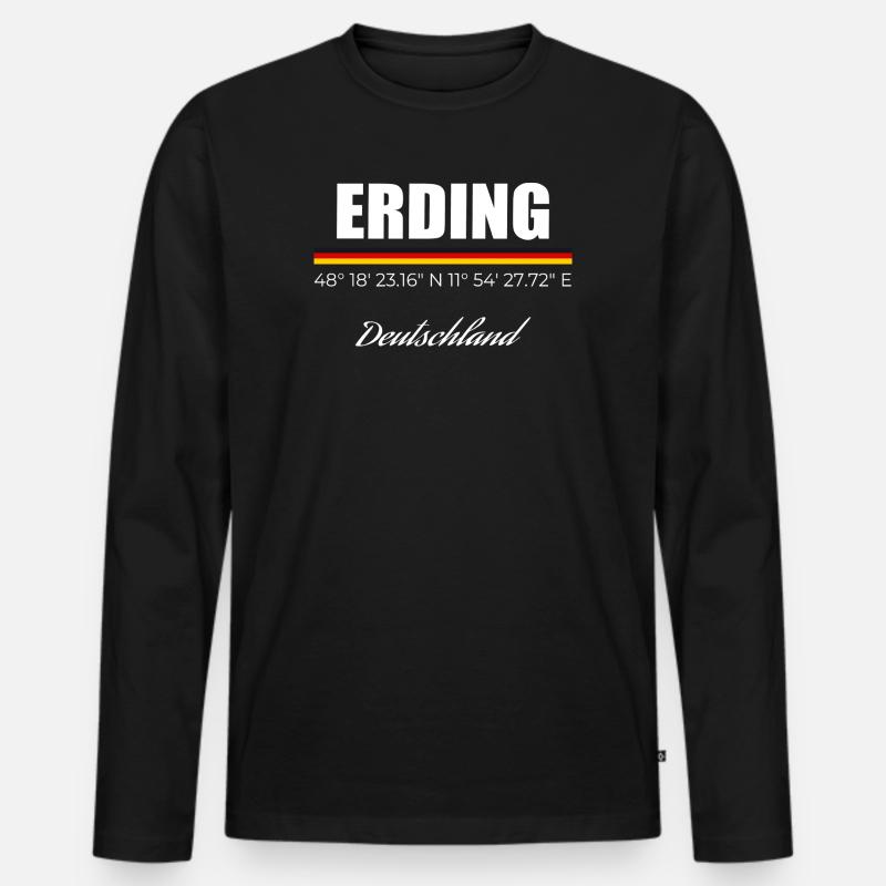 Erding - Männer Premium Bio Langarmshirt - Schwarz