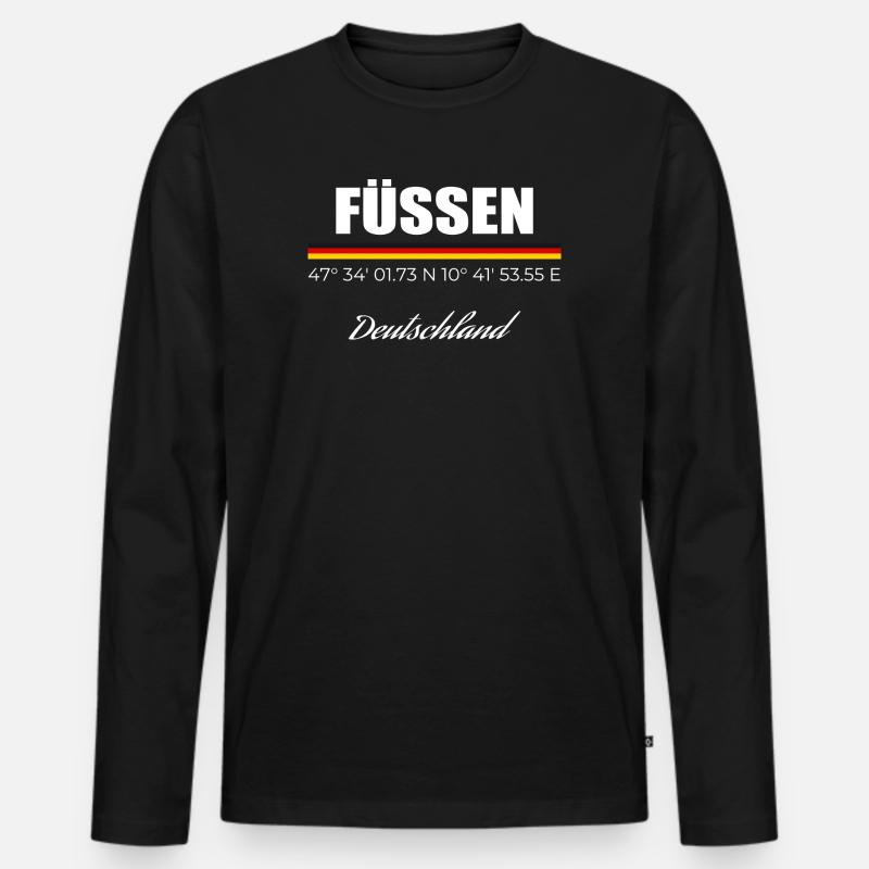 Füssen - Männer Premium Bio Langarmshirt - Schwarz