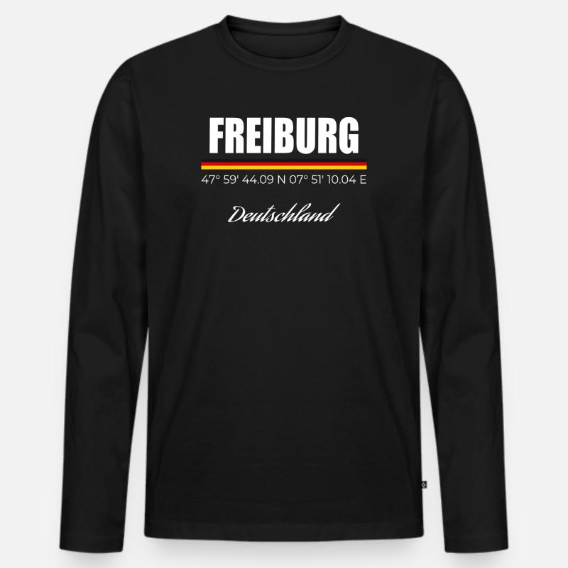 Freiburg - Männer Premium Bio Langarmshirt - Schwarz