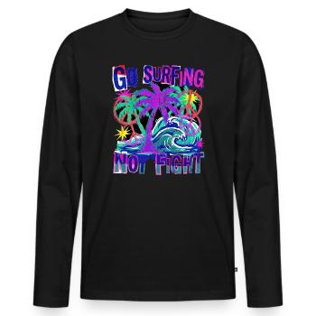 Surfer pour la paix contre la guerre Liberté - T-shirt manches longues Premium bio Homme - noir - Devant - Nico (187cm)