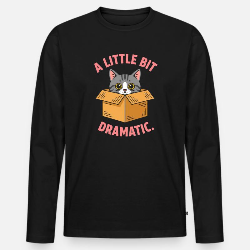 Katzenschnurrer in Kartonbox Drama - Männer Premium Bio Langarmshirt - Schwarz