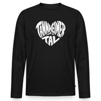 Tannheimer Tal Heart Shape Mountain Logo - Men's Premium Organic Long Sleeve Shirt - black - Front - Nico (187cm)