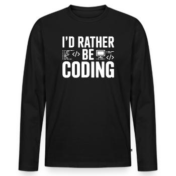 Ich würde lieber programmieren - Männer Premium Bio Langarmshirt - Schwarz - Vorne - Nico (187cm)