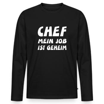 Chef - Männer Premium Bio Langarmshirt - Schwarz - Vorne - Nico (187cm)