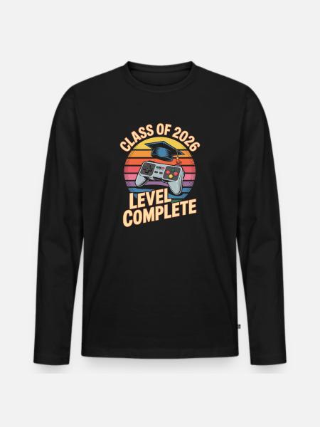 Level Complete 2026 Completion Retro Gaming - Men's Premium Organic Long Sleeve Shirt - black