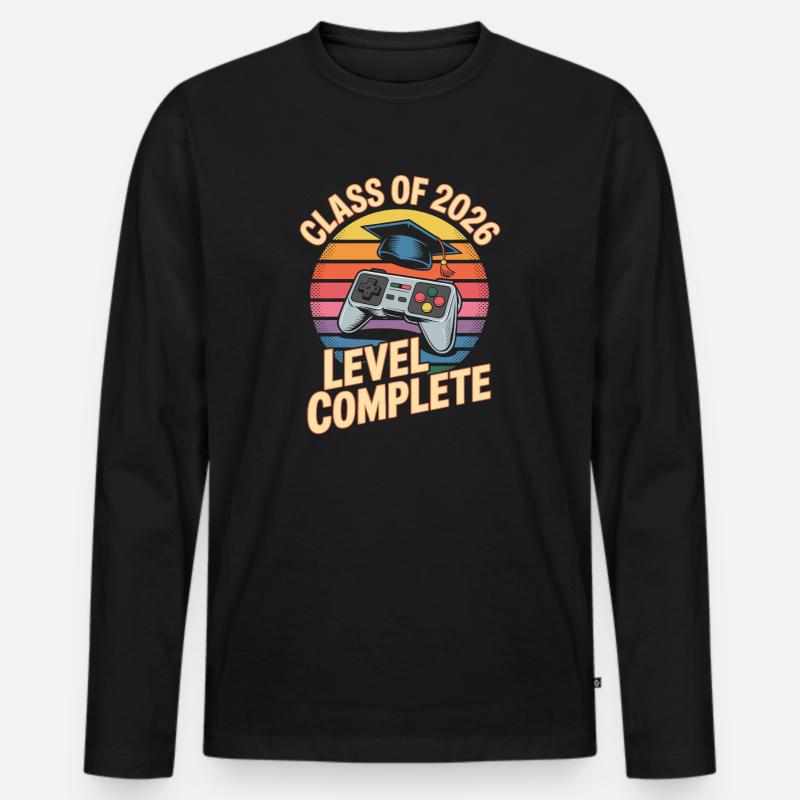 Level Complete 2026 Completion Retro Gaming - Men's Premium Organic Long Sleeve Shirt - black