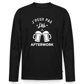 afterwork - T-shirt manches longues Premium bio Homme - noir - Devant - Nico (187cm)