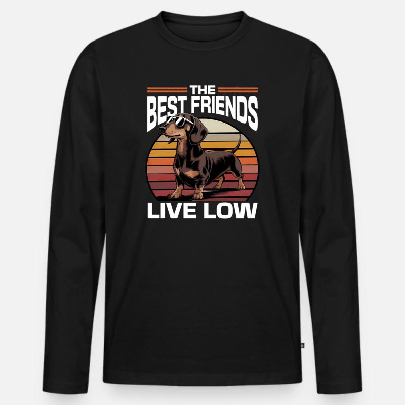 Funny Dog Breed Dachshund - Männer Premium Bio Langarmshirt - Schwarz