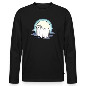 Vache lunaire à l’arc de brouillard - T-shirt manches longues Premium bio Homme - noir - Devant - Nico (187cm)