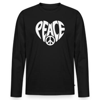 Peace Herzdesign mit Peacezeichen - Männer Premium Bio Langarmshirt - Schwarz - Vorne - Nico (187cm)