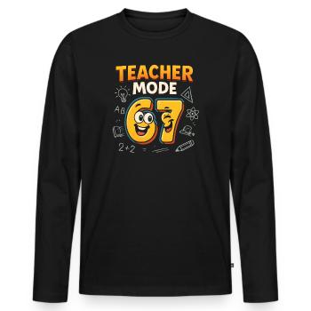 Six Seven 67 Teacher Fashion School Humor Funny Meme - Men's Premium Organic Long Sleeve Shirt - black - Front - Nico (187cm)