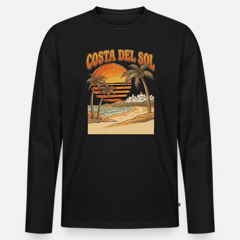 Costa Del Sol Urlaub Spanien - Männer Premium Bio Langarmshirt - Schwarz
