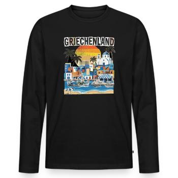 Griechenland Urlaub Vintage Strand - Männer Premium Bio Langarmshirt - Schwarz - Vorne - Nico (187cm)