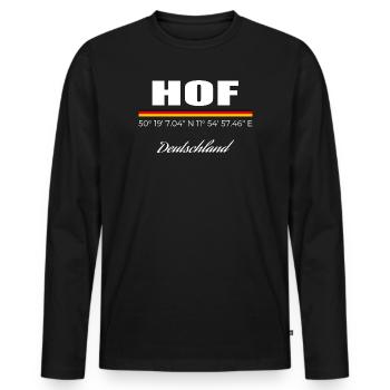 Hof - Männer Premium Bio Langarmshirt - Schwarz - Vorne - Nico (187cm)