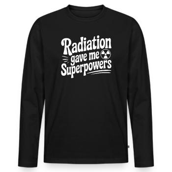Strahlung hat mir Superkräfte gegeben - Männer Premium Bio Langarmshirt - Schwarz - Vorne - Nico (187cm)