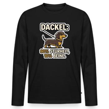 Dackel 90% Stur - Lustiges Hund Retro Design - Männer Premium Bio Langarmshirt - Schwarz - Vorne - Nico (187cm)