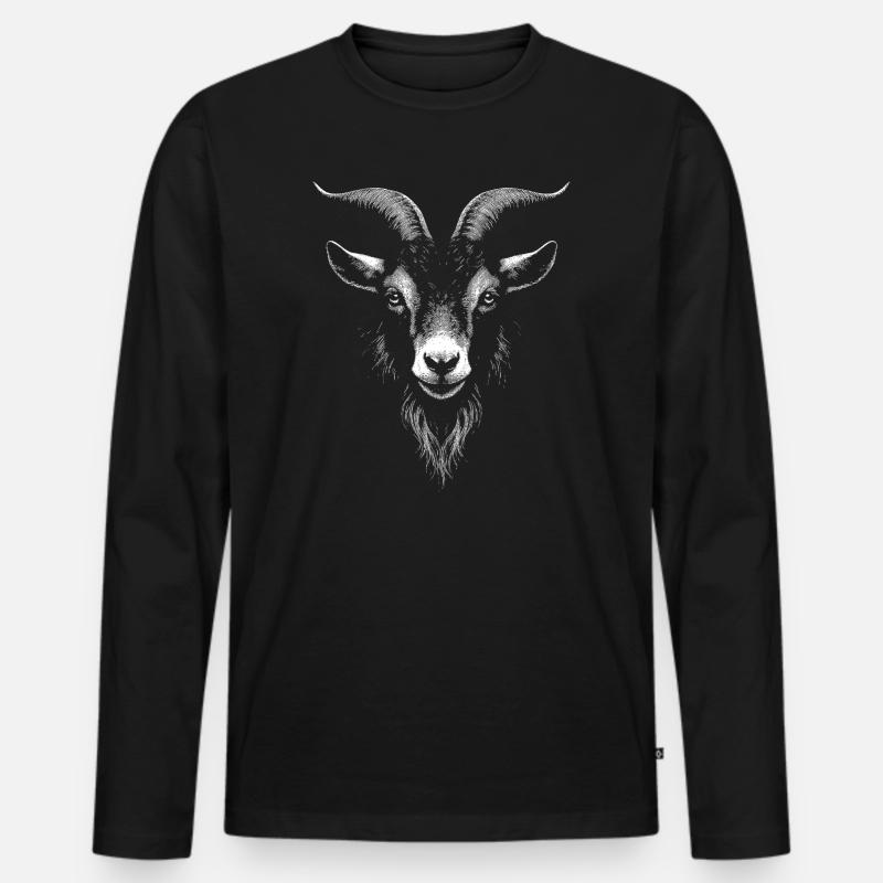  Ziege - Männer Premium Bio Langarmshirt - Schwarz