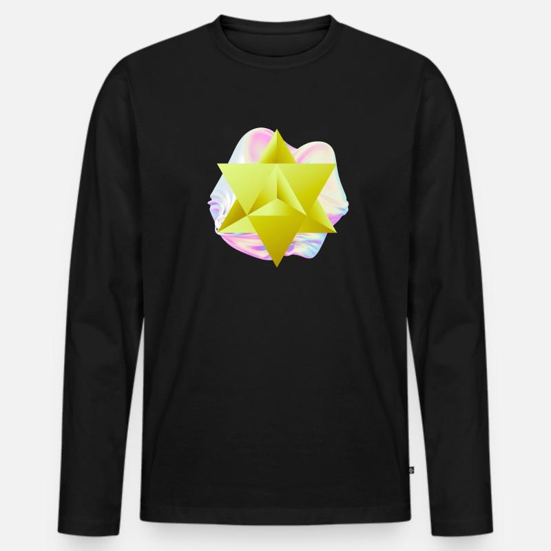 Surrealer Merkaba-Stern - Männer Premium Bio Langarmshirt - Schwarz